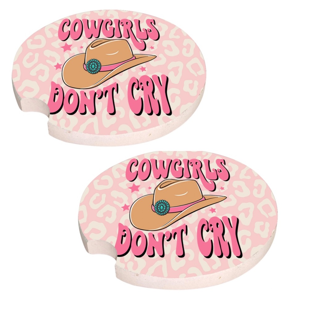 ✨🆕💗🤠Simply Southern COWGIRLS DON’T CRY Absorbent Stone Car Cup Coasters Set🤠
